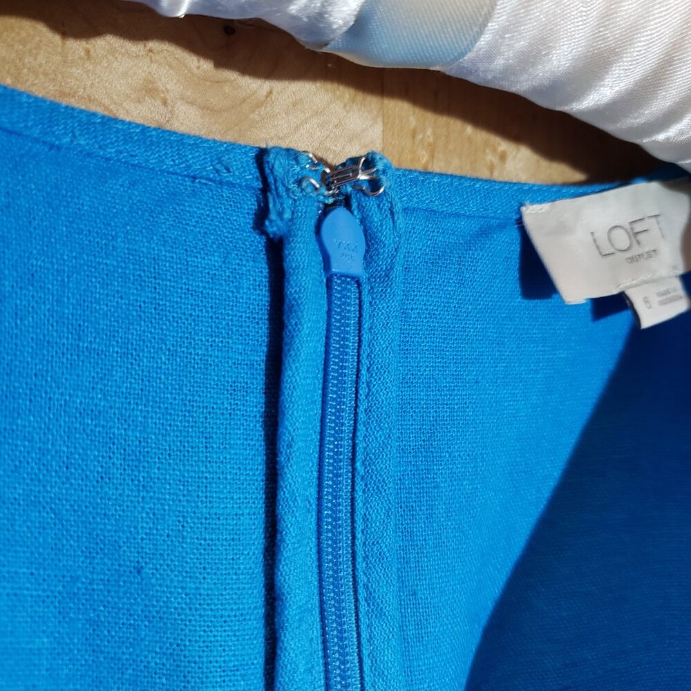 🌞Loft Outlet Blue Teal Linen Blend Midi Dress Size 6🌞 - Picture 6 of 10